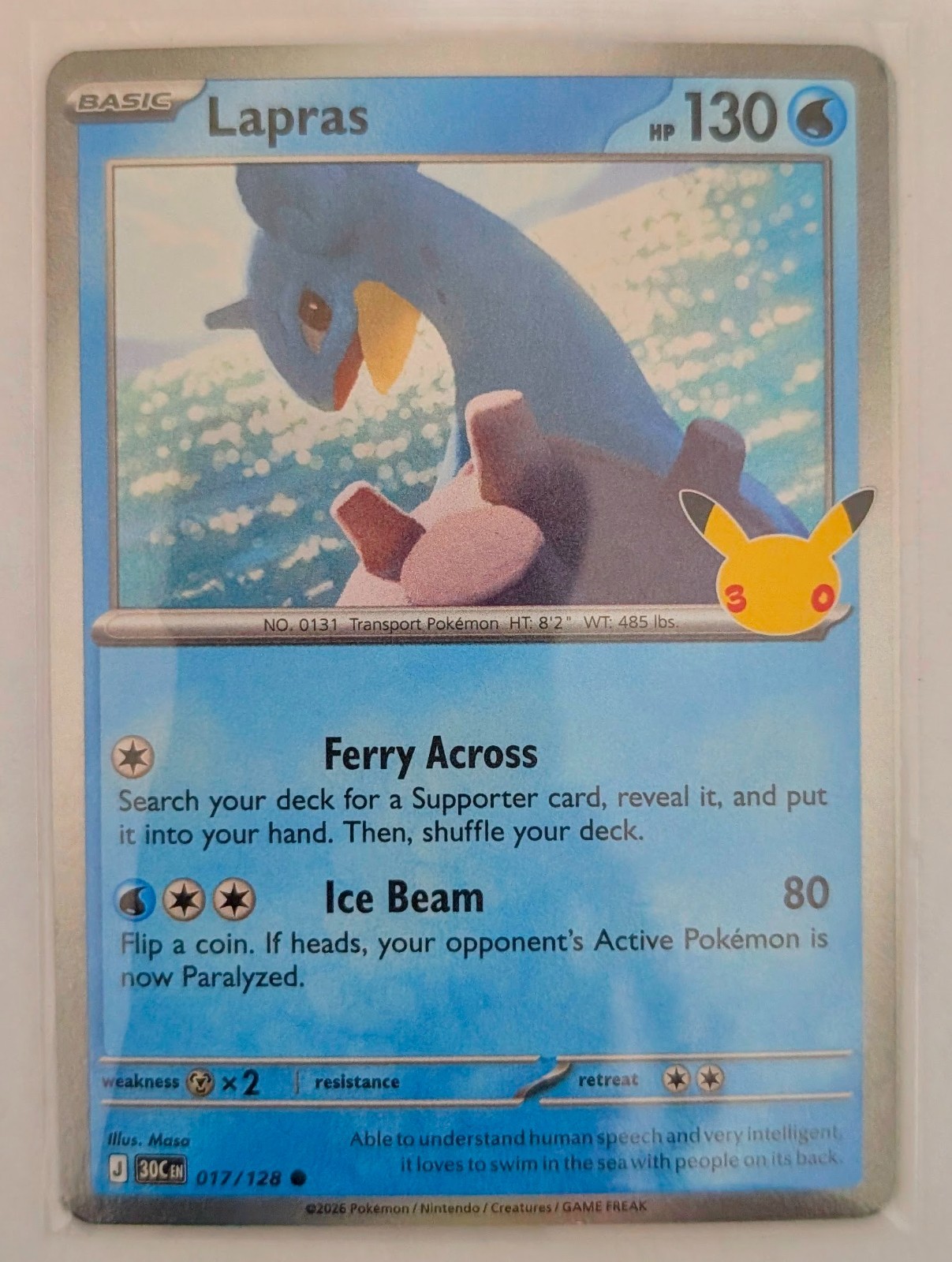 Lapras 017/128 Me: 30th Celebration Holo Lapras 017/128 Me: 30th Celebration Holo