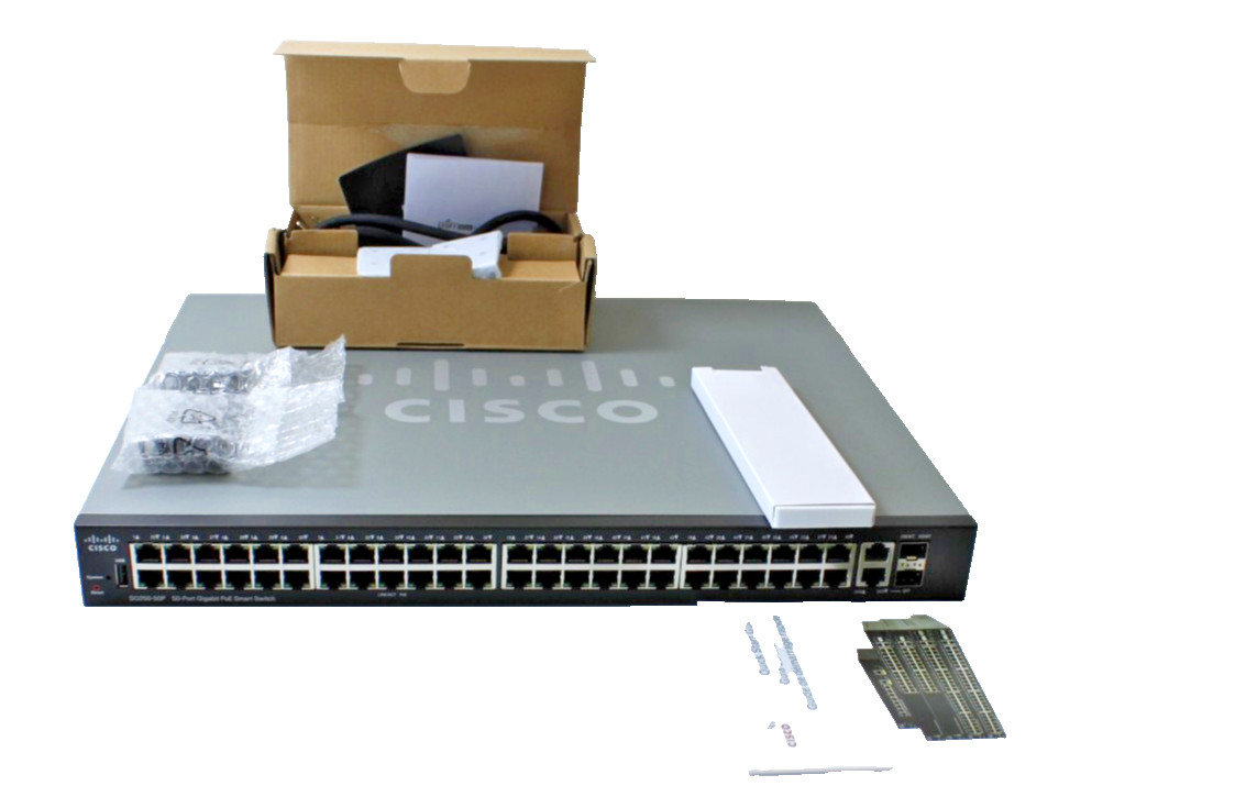 New Open Box Cisco SG250-50P-K9 V03 50-Port Gigabit PoE+ Smart Managed Switch 