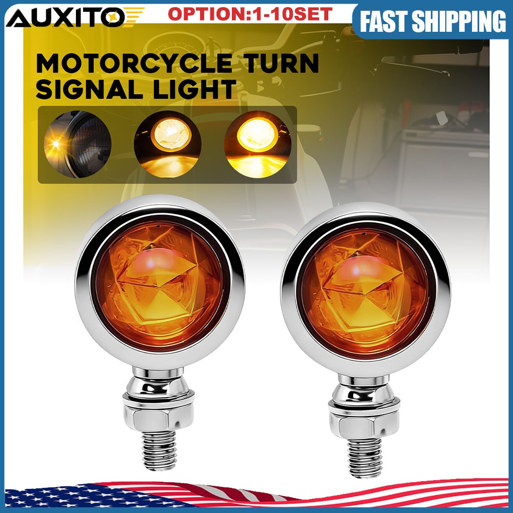Chrome Motorcycle Bullet Turn Signal Blinker Running Light Amber For Harley2-20X
