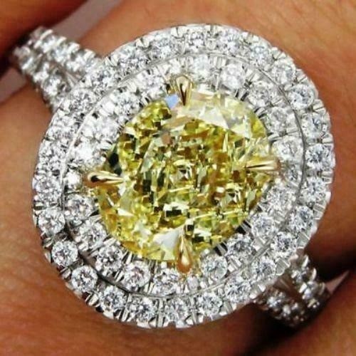 Antique 3.50 Ct Canary Diamond Art Deco Vintage Wedding Ring 925 Sterling Silver