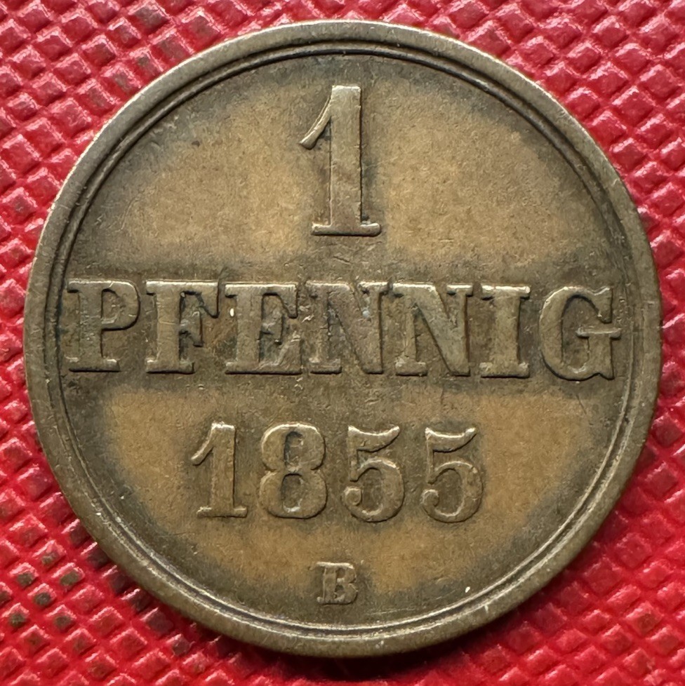 Germany, Hannover 1855-B Copper 1 Pfennig. George V. KM# 221