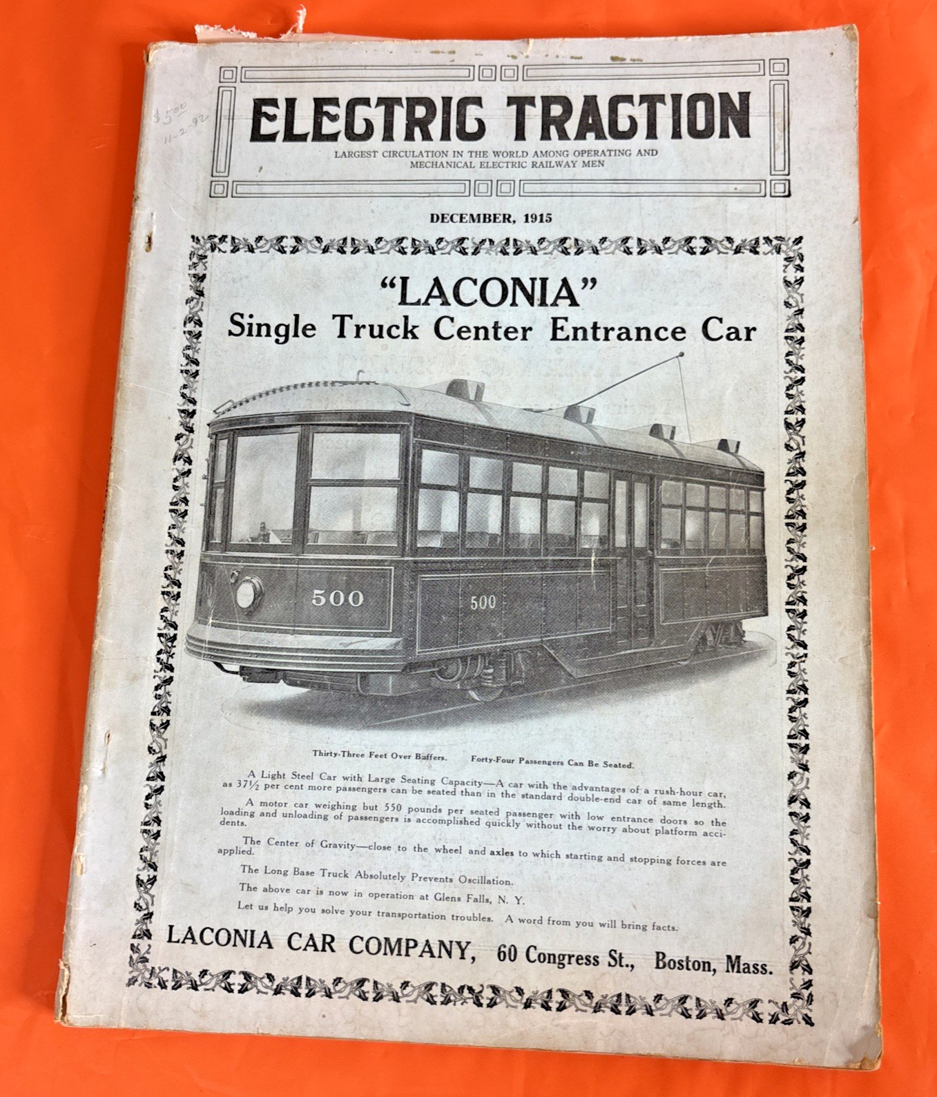 Electric Traction January- December 1915 Volume XI Laconia Car Company Brill Electric Traction January- December 1915 Volume XI Laconia Car Company Brill