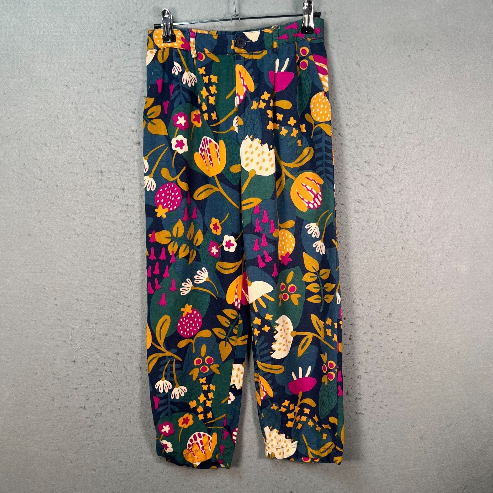 Princess Highway Floral Patterned Linen-Blend Pants Size 8 Elastic Waist Relaxed