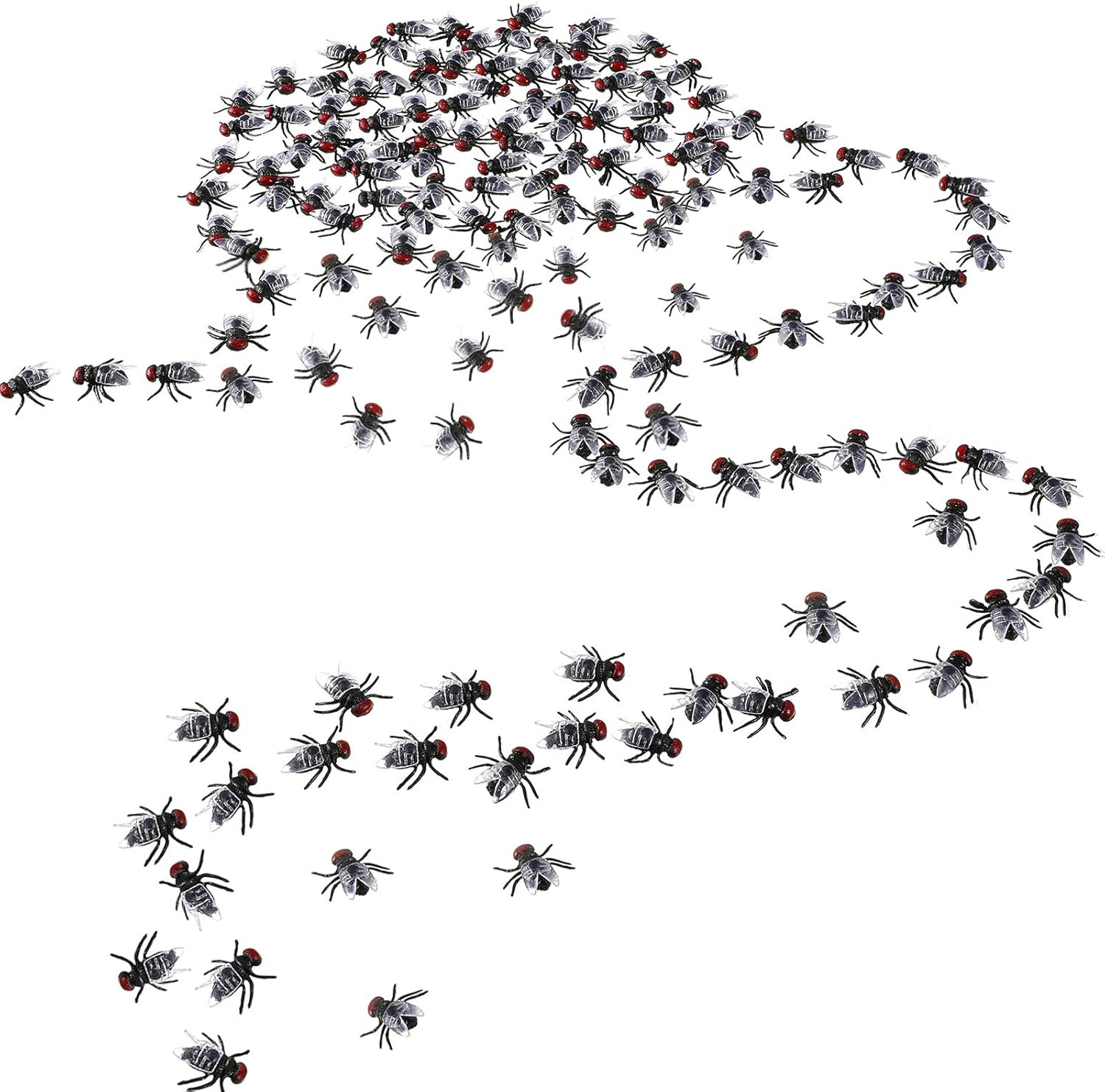 60 Pcs Plastic Fake Flies Mini Realistic Halloween Fly Pranks Toys