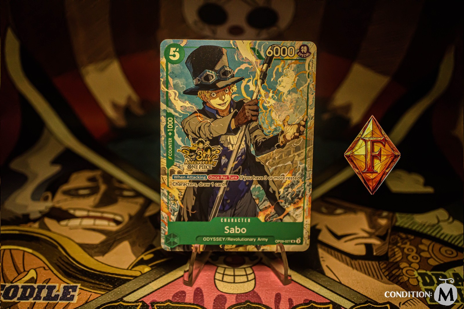 ONE PIECE TCG SABO RARE 3RD ANNIVERSARY PROMO ALT ART OP09-027 NM