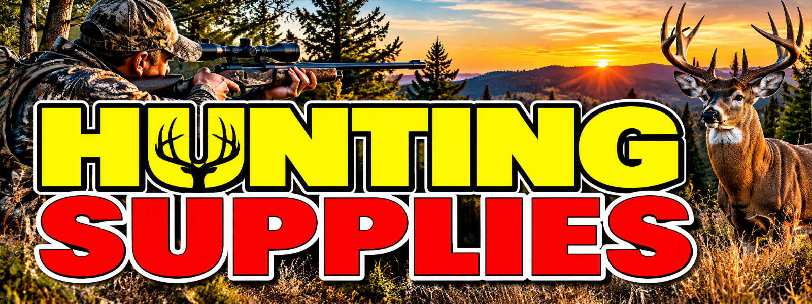 3ft x 8ft HUNTING SUPPLIES Banner (CAN BE PERSONALIZED) 3ft x 8ft HUNTING SUPPLIES Banner (CAN BE PERSONALIZED)