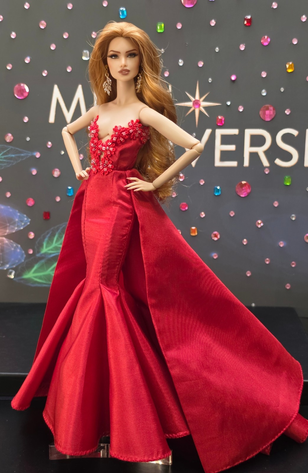 OOAK Handmade Red Gown And Earrings OOAK Handmade Red Gown And Earrings