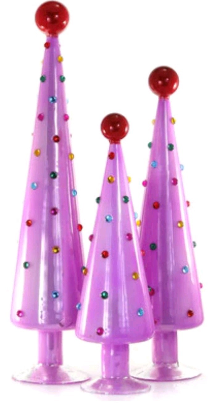 Cody Foster Christmas Vintage Style Glass Taffy Pink -Set of 3 Trees-18.75