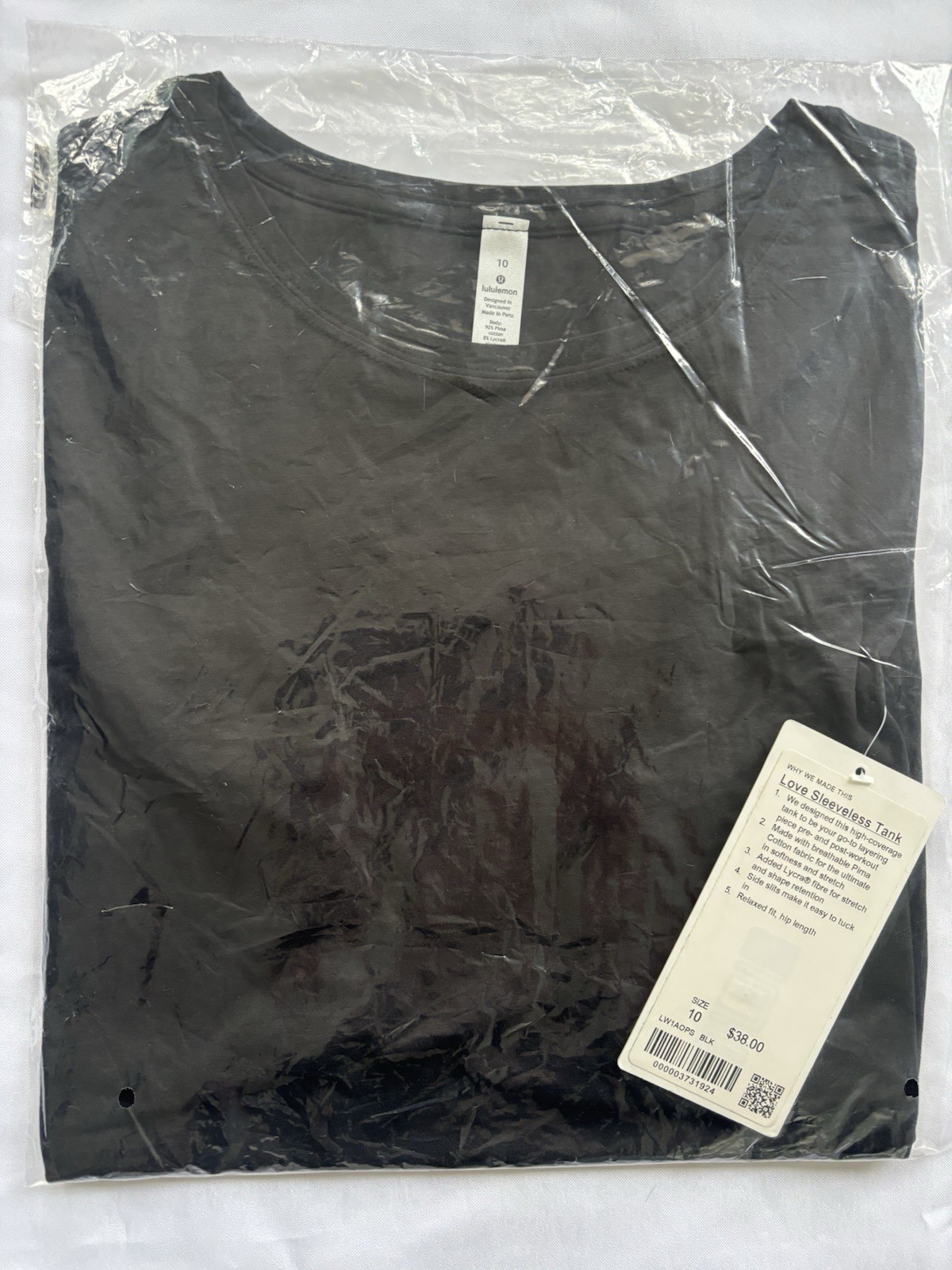 Lululemon Love Sleeveless Tank (LW1AOPS) Women - Size: 10 - Color: Black