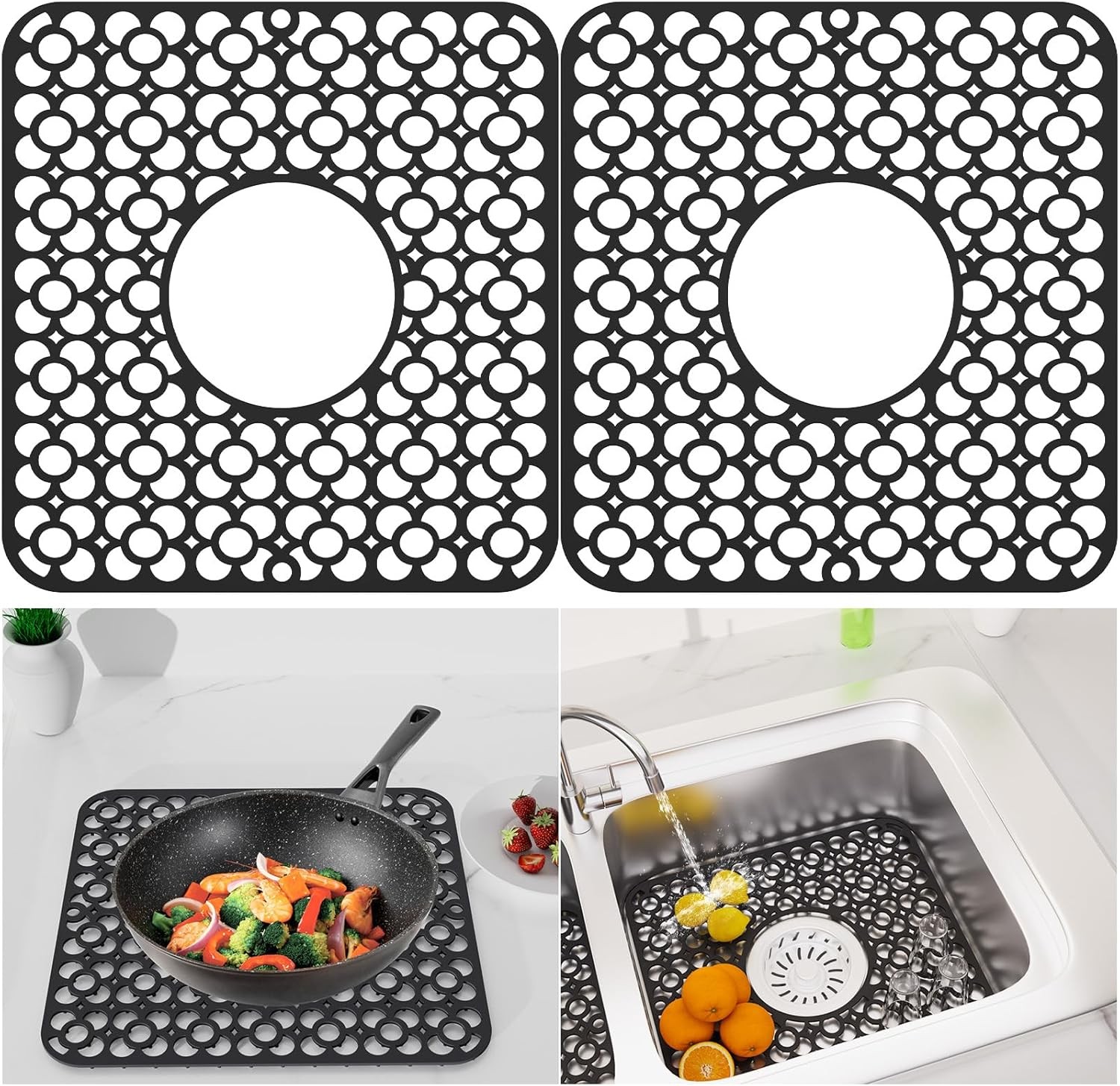 TOOVEM 2PCS Kitchen Sink Mats 11.5 x12.25 In Sink Protectors for Kitchen Sink US