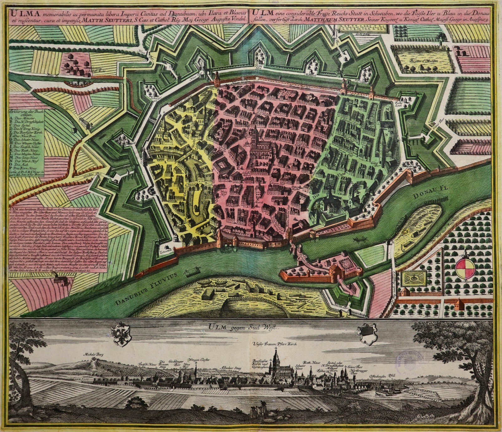 Ulma Memorabilis / Ulm a Considerable Free Imperial City- Seutter 1740 - Rare