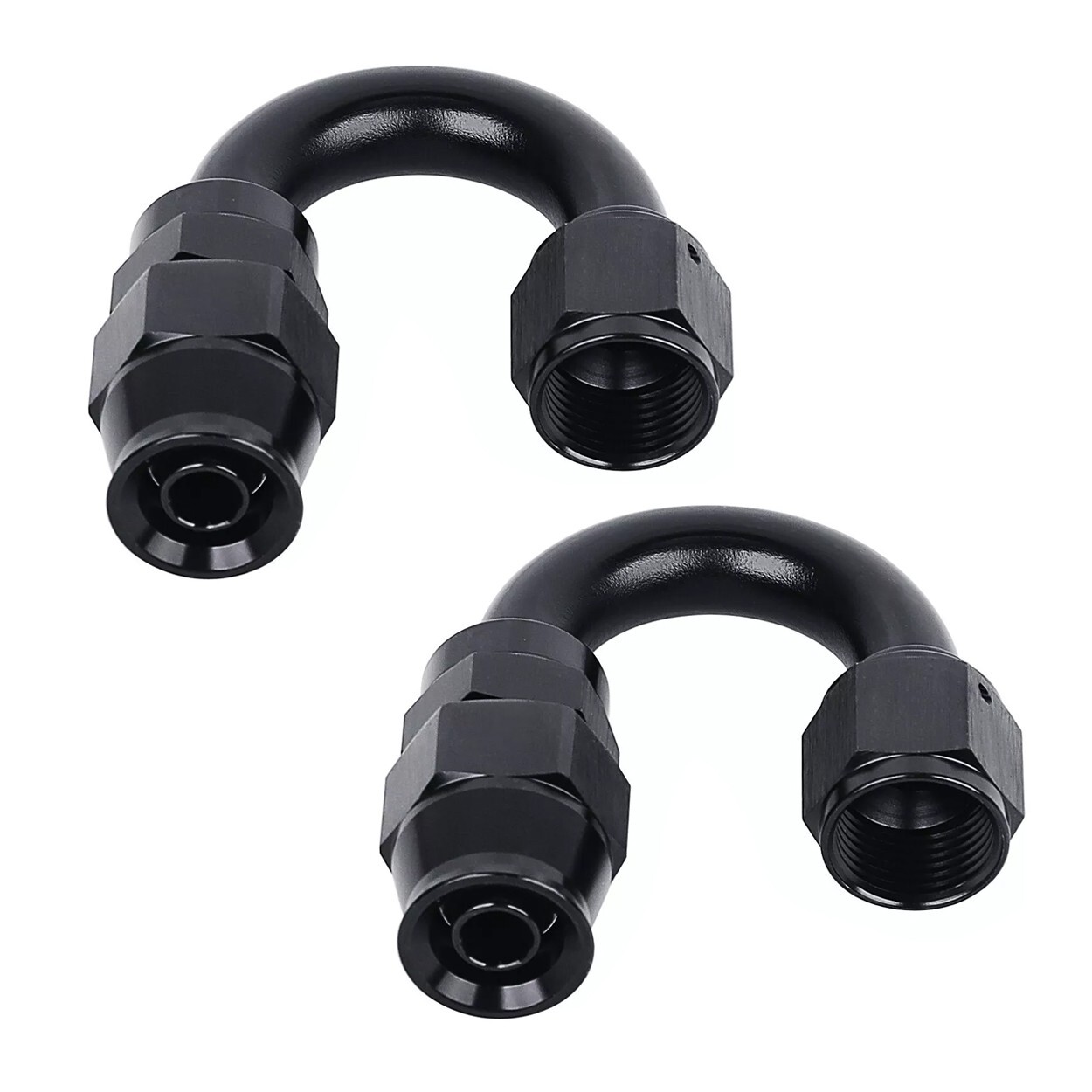LokoCar 8AN 180 Degree PTFE Hose End Fitting for PTFE Hose Only Black  2Pcs