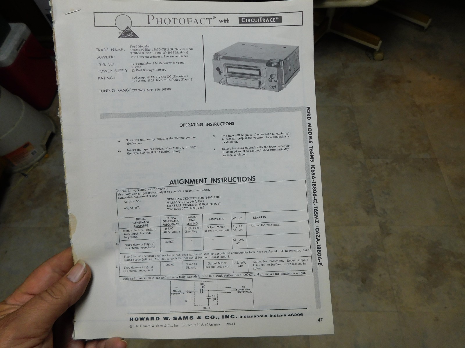 Vintage 1966 Mustang & Thunderbird AM-8 Track Sams Photofact Repair Instructions Vintage 1966 Mustang & Thunderbird AM-8 Track Sams Photofact Repair Instructions