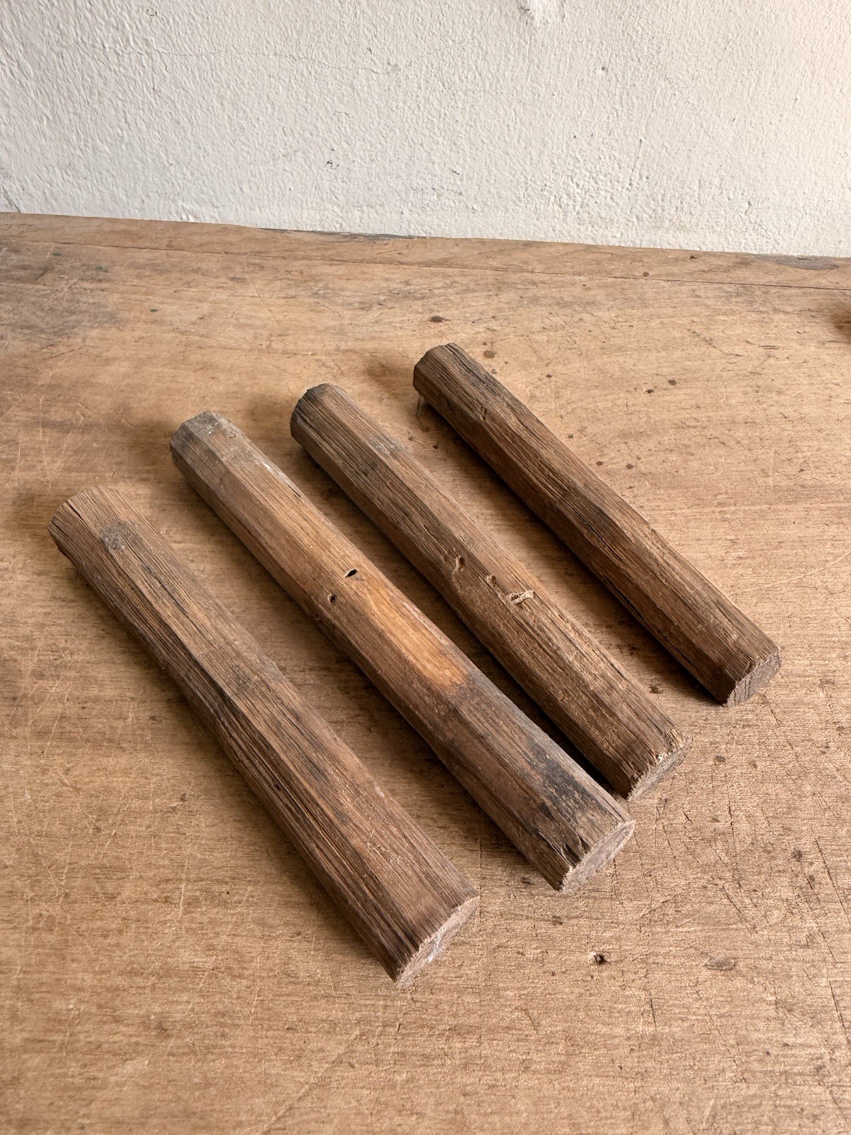 Four Antique Hand Carved Wooden Barn Pegs Patina #1 Four Antique Hand Carved Wooden Barn Pegs Patina #1