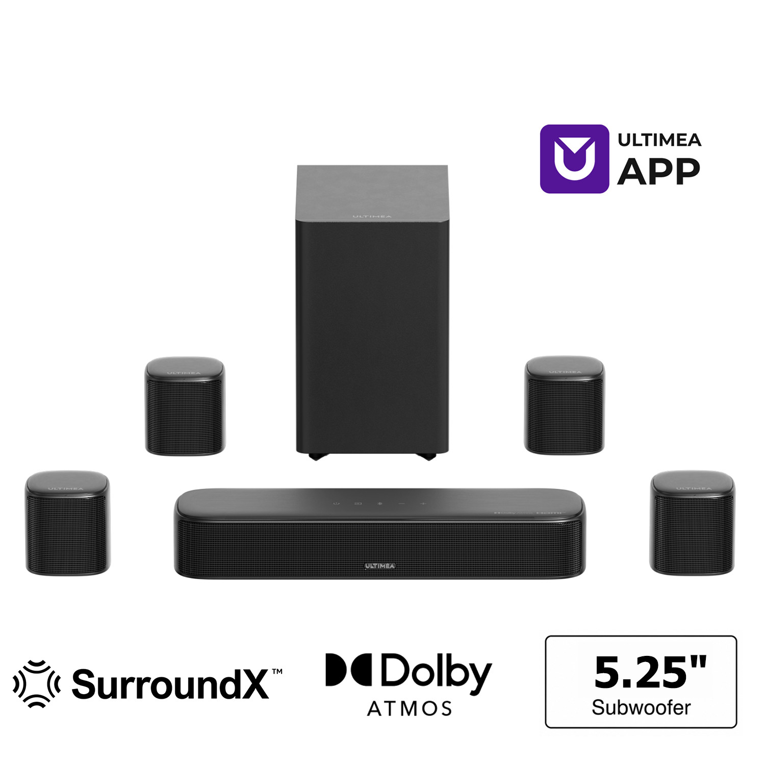 ULTIMEA 7.1 Surround Sound System for TV with Dolby Atmos Soundbar, BassMX, 420W