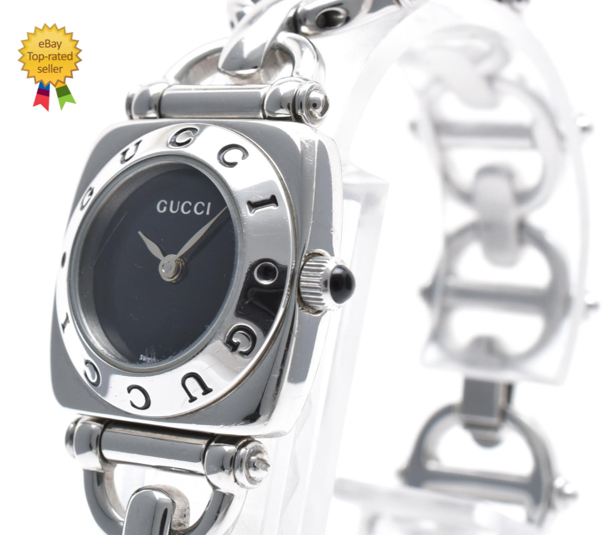 ▶️ Vintage [Exc+5] GUCCI 6400L Ladies Quartz Watch White Dial Swiss Made 22mm