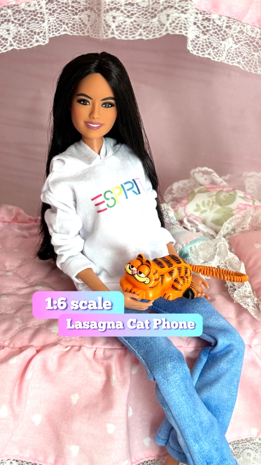 1:6 Scale Lasagna Cat Phone Miniature