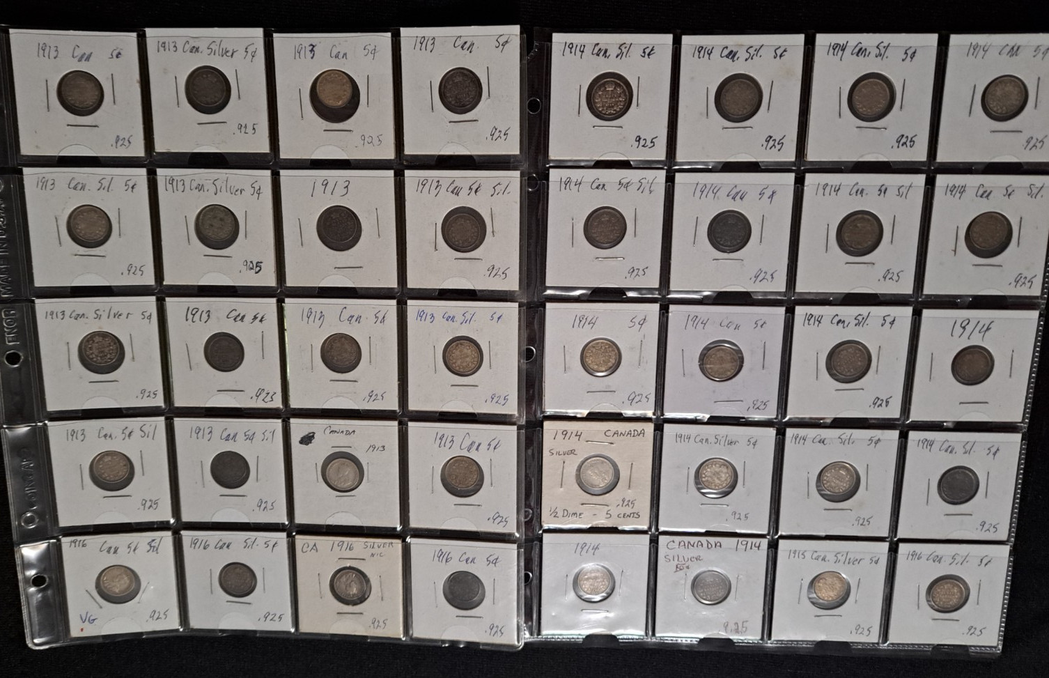 Lot(40) 1913-1916 Canada Silver Nickels .925 