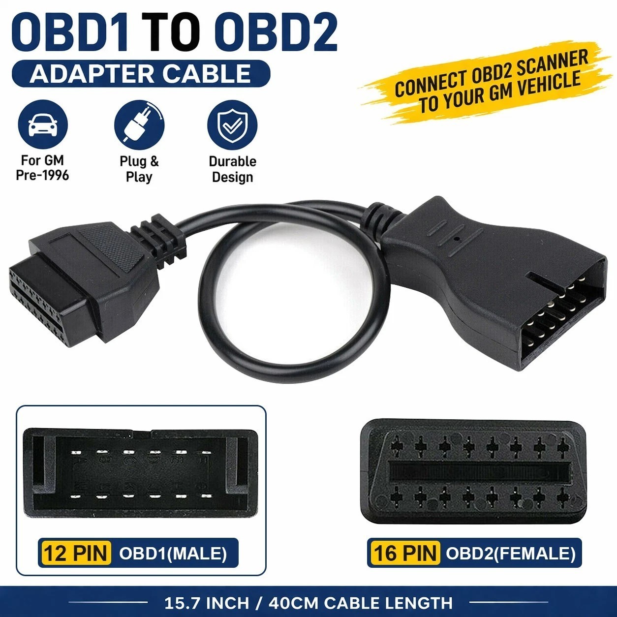 NEW GM 12 Pin OBD1 to 16 Pin OBD2 Convertor Adapter Cable For Diagnostic Scanner NEW GM 12 Pin OBD1 to 16 Pin OBD2 Convertor Adapter Cable For Diagnostic Scanner