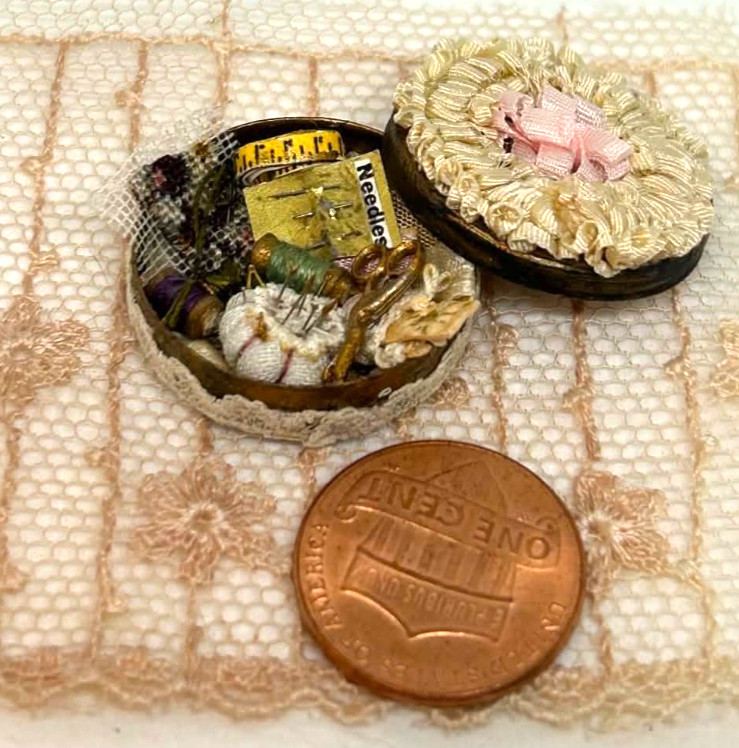 Lovely 1:12 Scale Miniature Susan Harmon Sewing Box
