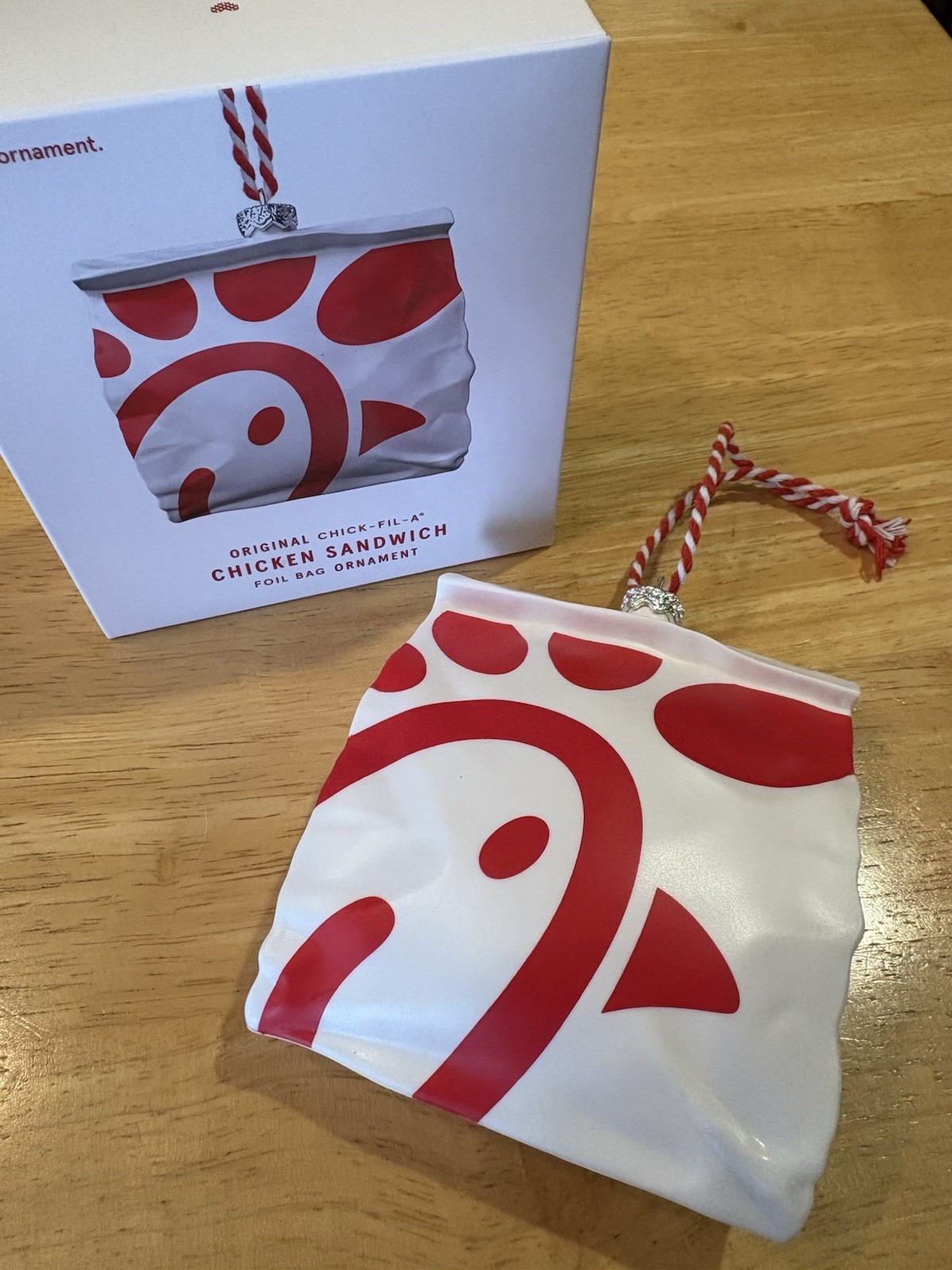 CHICK-FIL-A Christmas CHICKEN SANDWICH IN FOIL BAG Ornament CHICK-FIL-A Christmas CHICKEN SANDWICH IN FOIL BAG Ornament