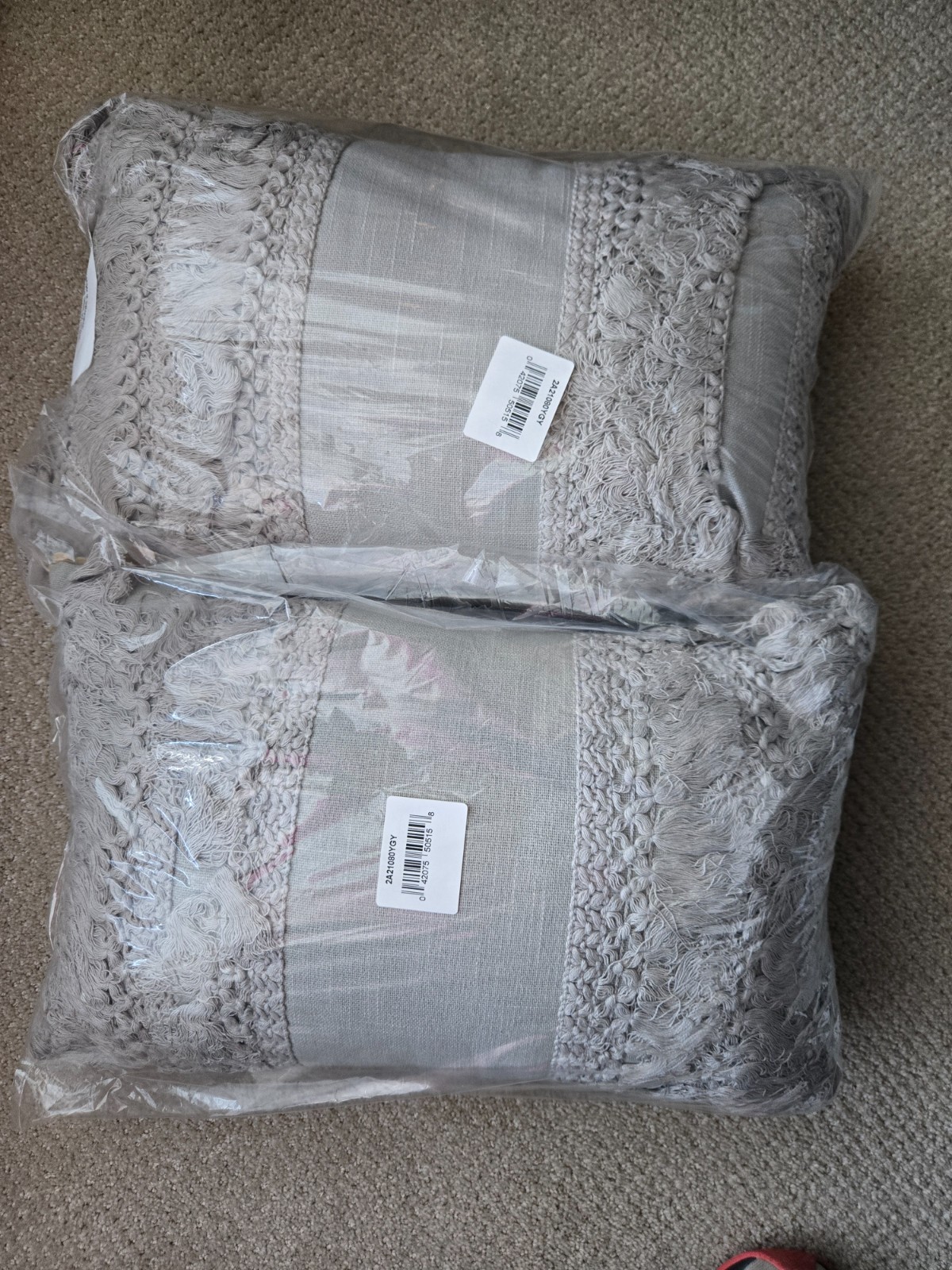 Macy\'s Peri Home Layered Fringe Gray Decorative Pillow 12\