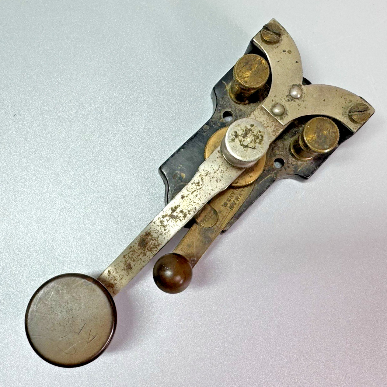 Antique 1870s LYMAN Steel Lever Key Telegraph RARE Y-Suspension Small Vintage Antique 1870s LYMAN Steel Lever Key Telegraph RARE Y-Suspension Small Vintage