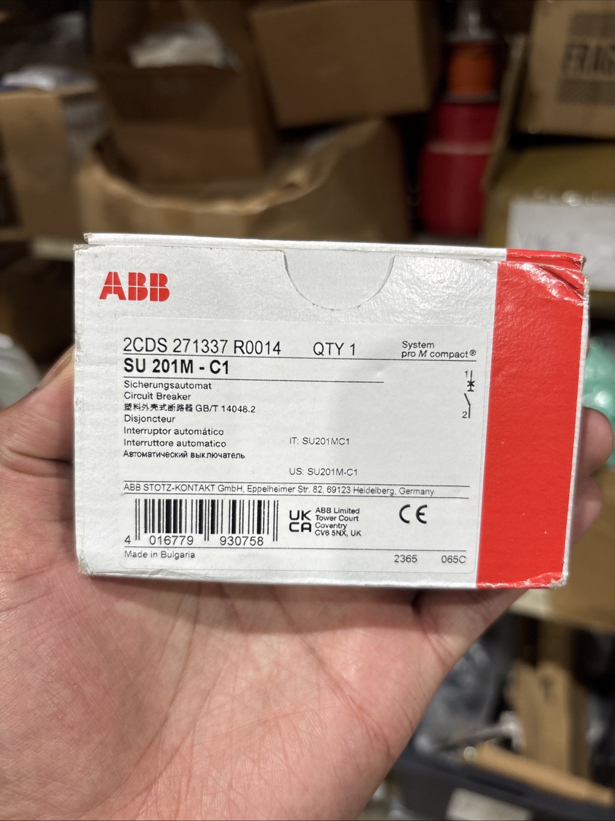 New ABB 1 Amp, 1 Pole, 277 volts Circuit Breaker SU 201M-C1