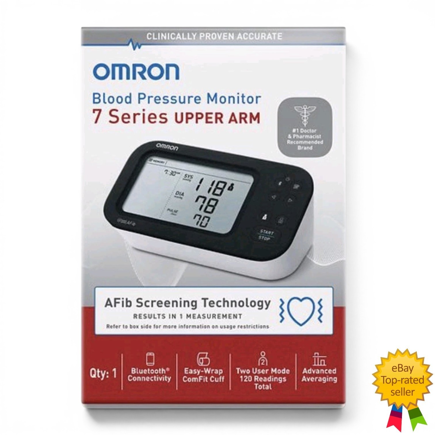 Omron 7 Series BP7360 Upper Arm Blood Pressure Monitor AFib Screening Tech NOB Omron 7 Series BP7360 Upper Arm Blood Pressure Monitor AFib Screening Tech NOB