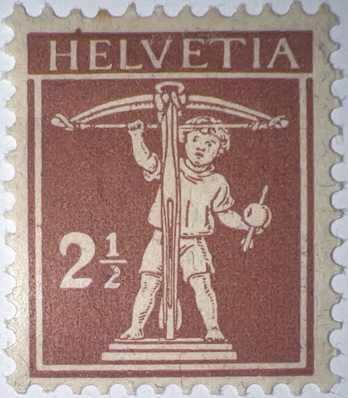 Travelstamps: 1918 SWITZERLAND Stamps Sc #154, 2.5c OLIVE/BUFF Mint Og MOGH