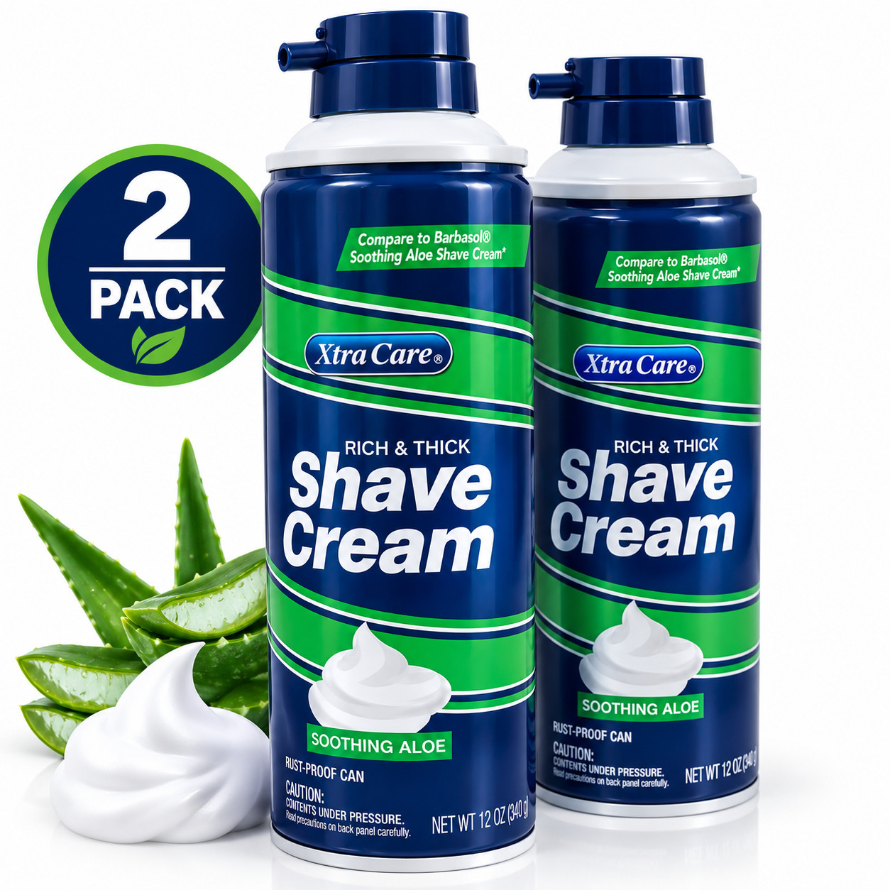 XtraCare Rich & Thick Shave Cream Soothing Aloe 12 oz Each 2 Pack