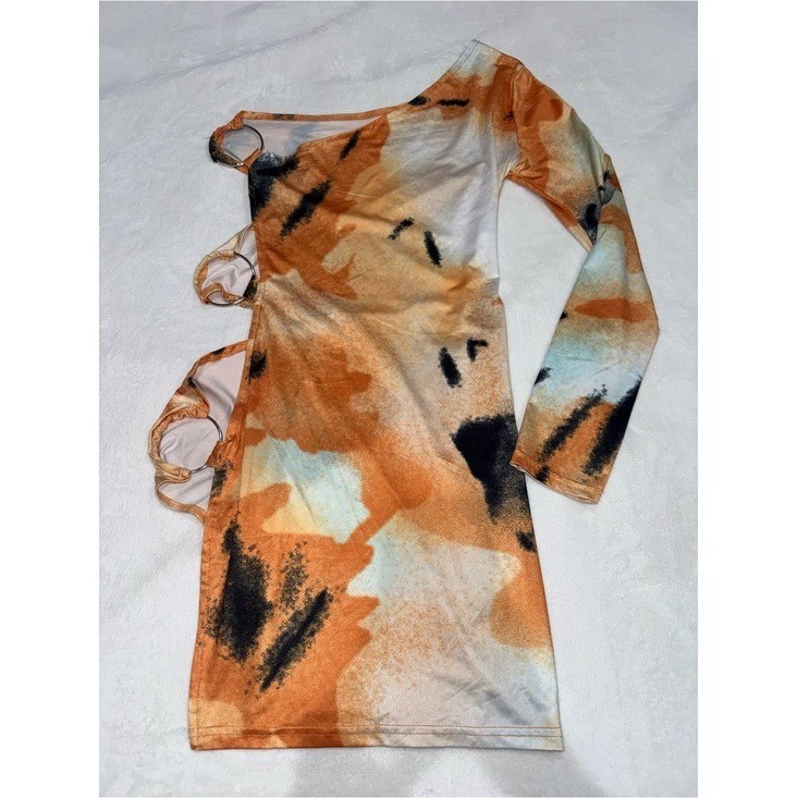 SHEIN Abstract Print O-Ring Cutout Mini Dress