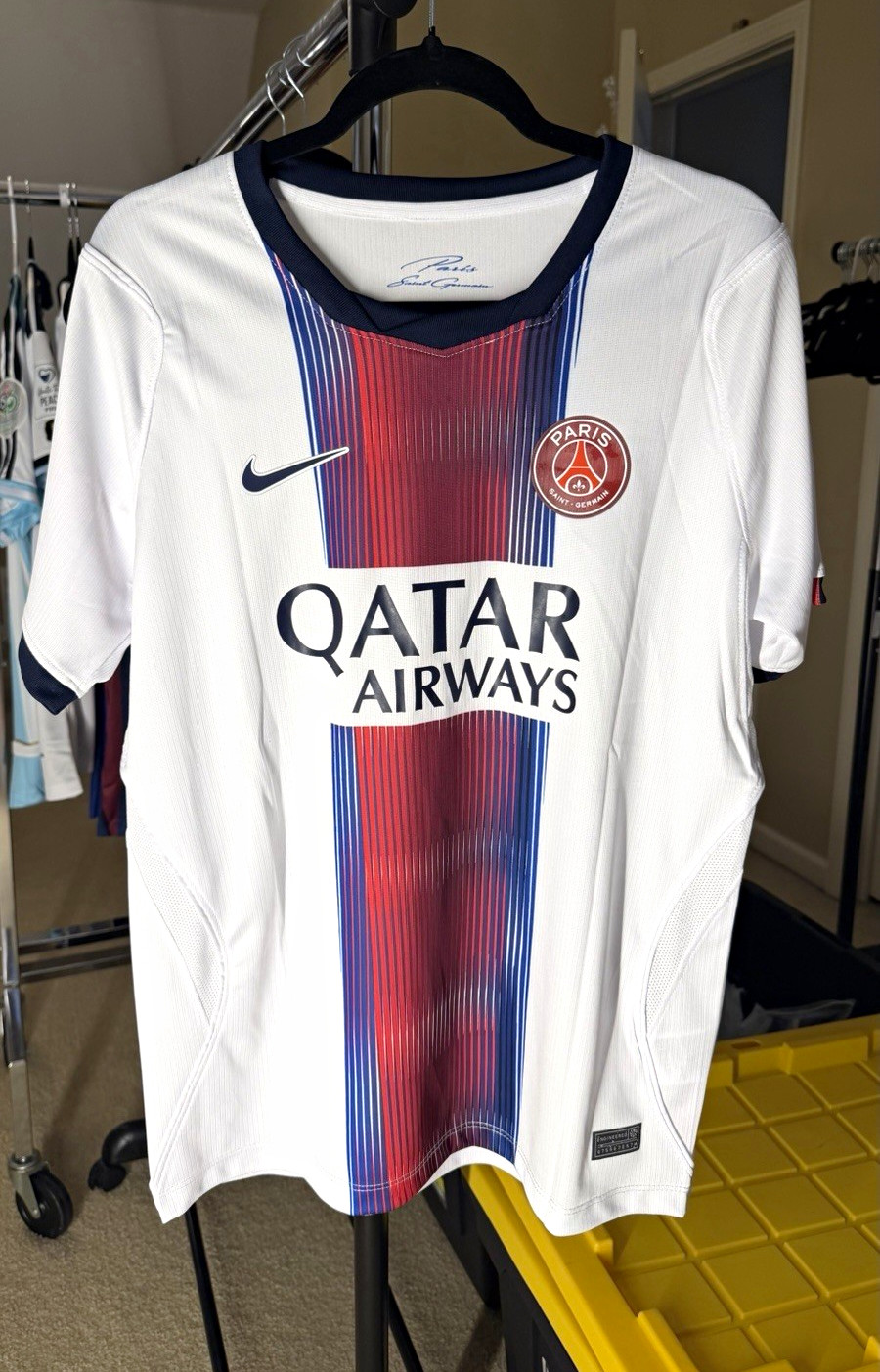 Nike Paris Saint-Germain O. Dembélé 10 Qatar Airways White/Red/Blue Jersey