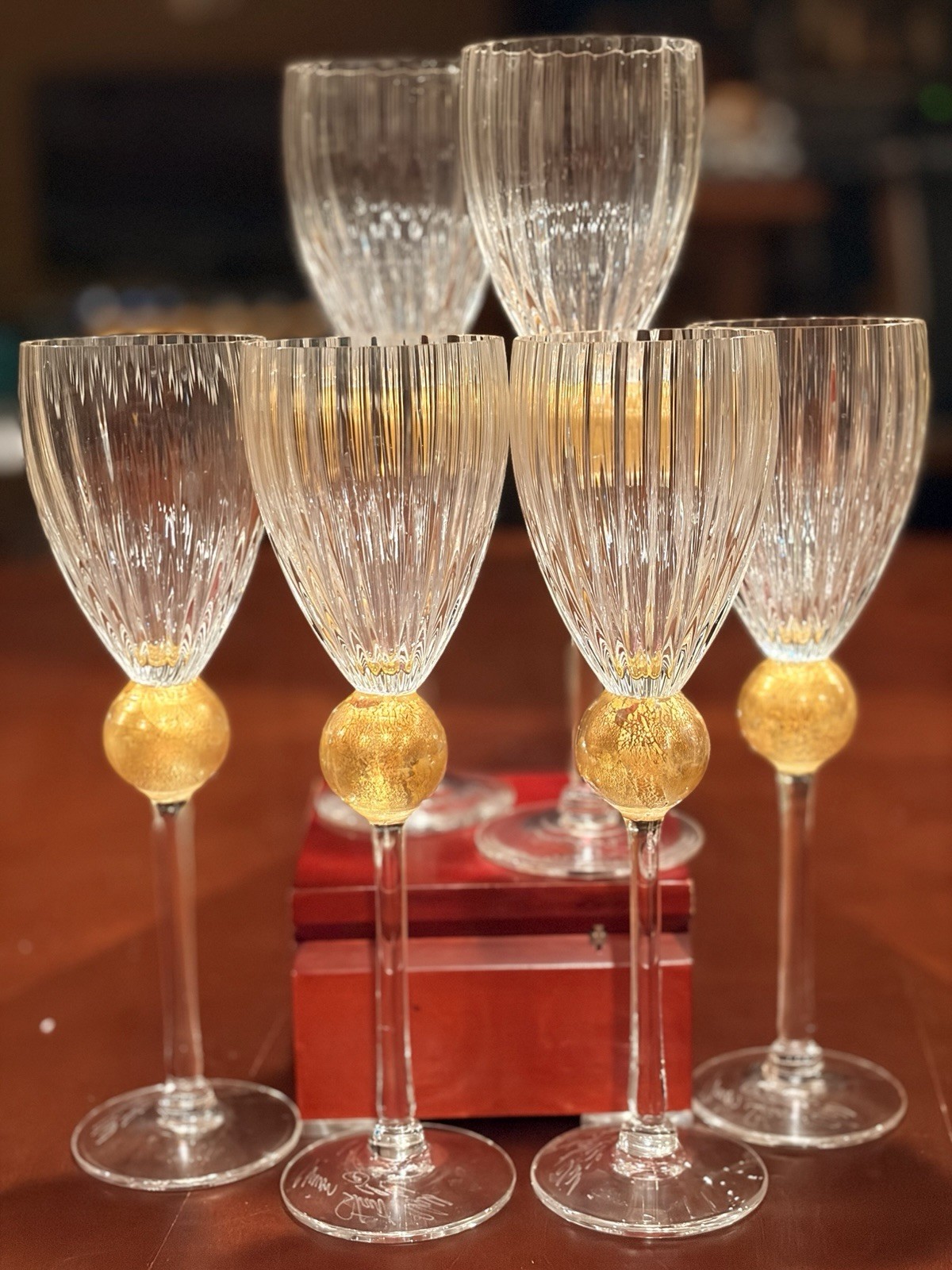 Union Street Glass Manhattan 24K Gold Hand Blown Crystal 9.5” Wine Goblets Set 6 Union Street Glass Manhattan 24K Gold Hand Blown Crystal 9.5” Wine Goblets Set 6