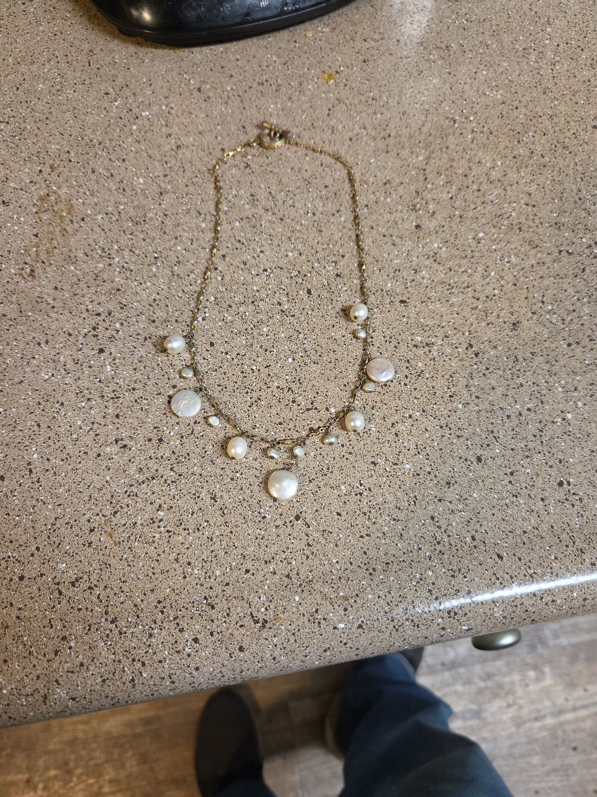Vintage Style Freshwater Coin Pearl Gold-Tone Toggle Necklace