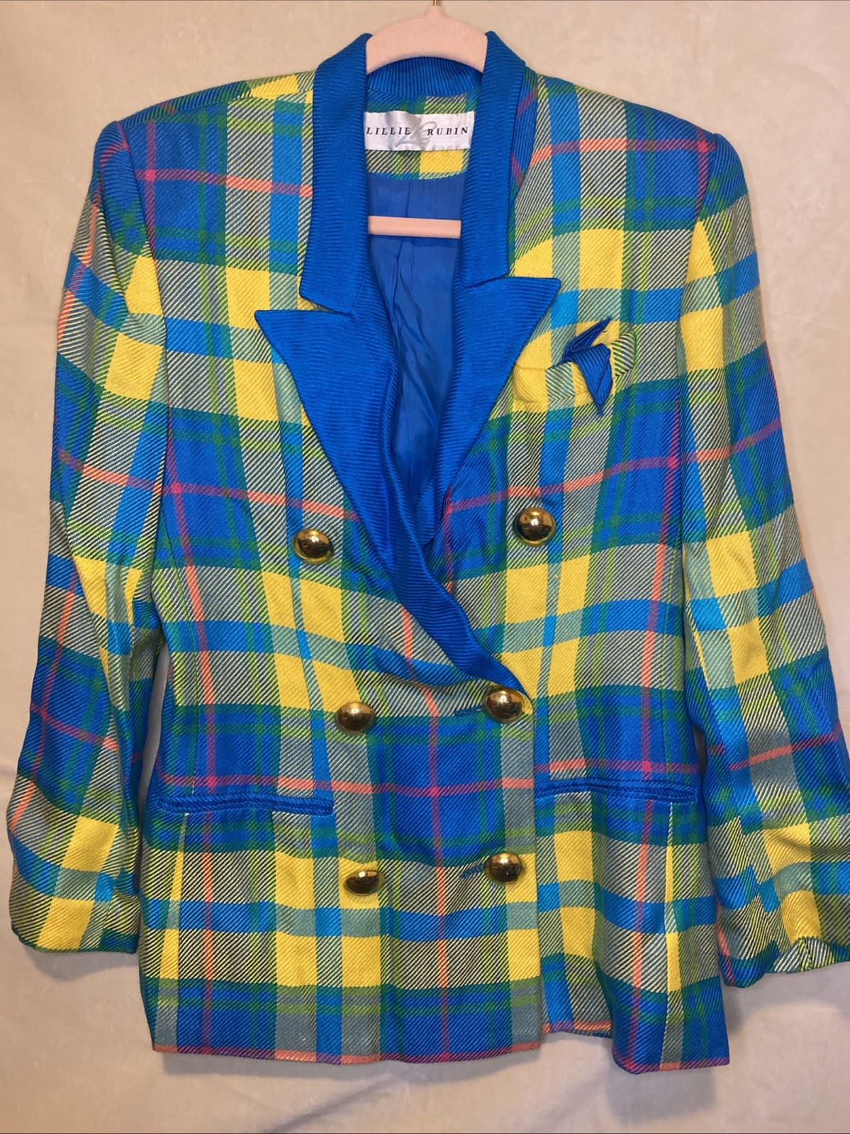 VTG Lillie Rubin 5 Pc Blazer|Skirts|Pants  4/6  Blue Plaid & Solids 80’s Awesome