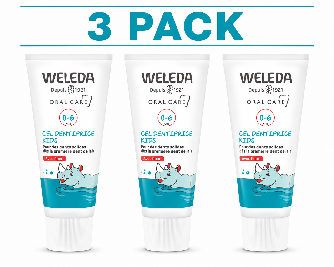 3 x WELEDA KIDS Childrens Toothgel with fluoride 0-6 years 50ml / 1.7 fl.oz
