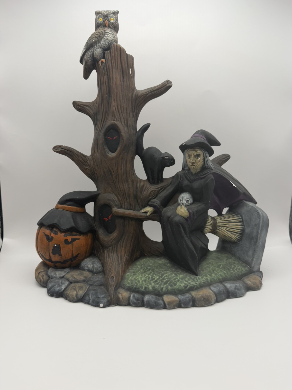 Vintage Cramer Ceramic Halloween Witch Jack-O-Lantern Black Cat Vintage Cramer Ceramic Halloween Witch Jack-O-Lantern Black Cat