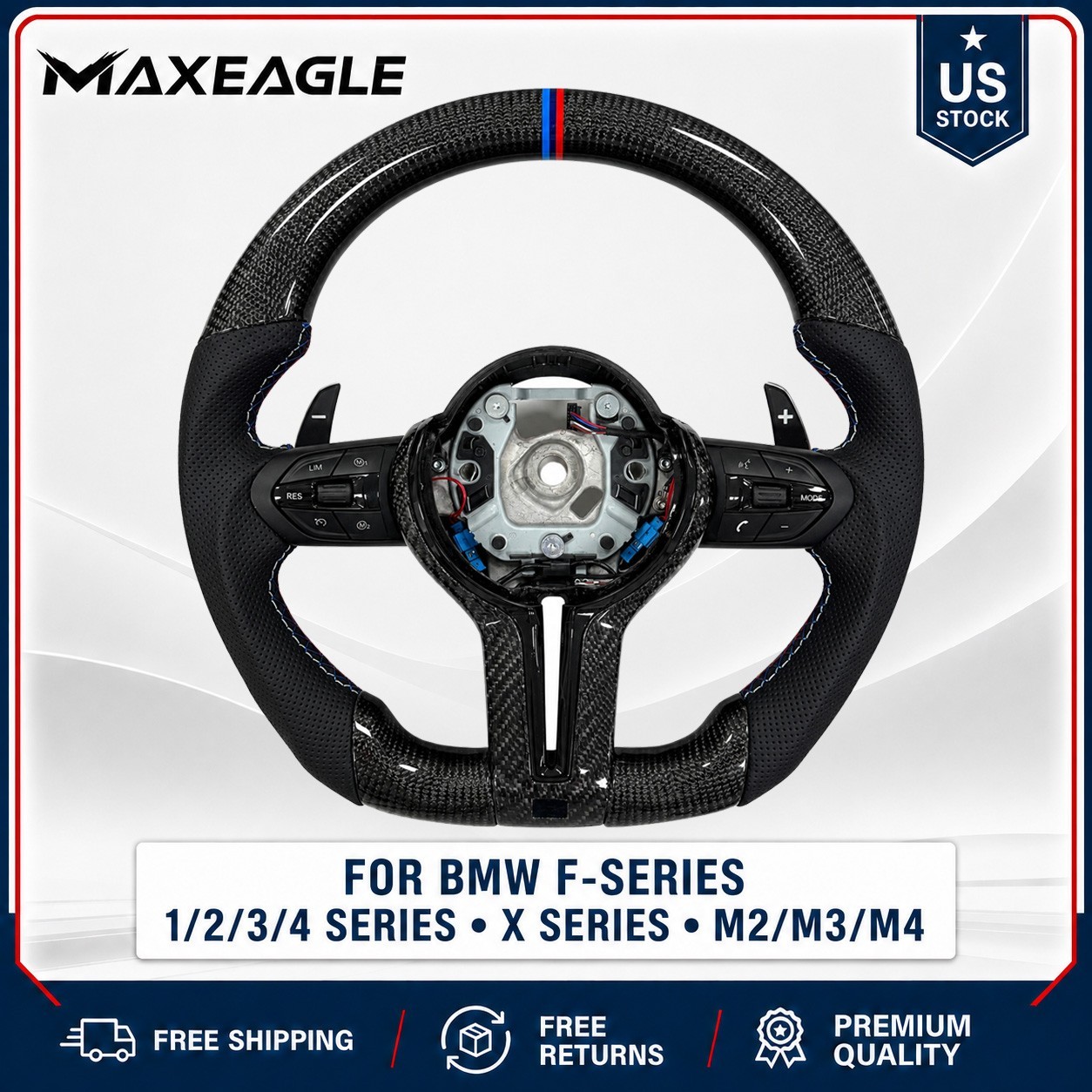 Carbon Fiber M Steering Wheel For BMW F20 F30 F32 F21 F15 F22 F25 F16 M2 M3 M4