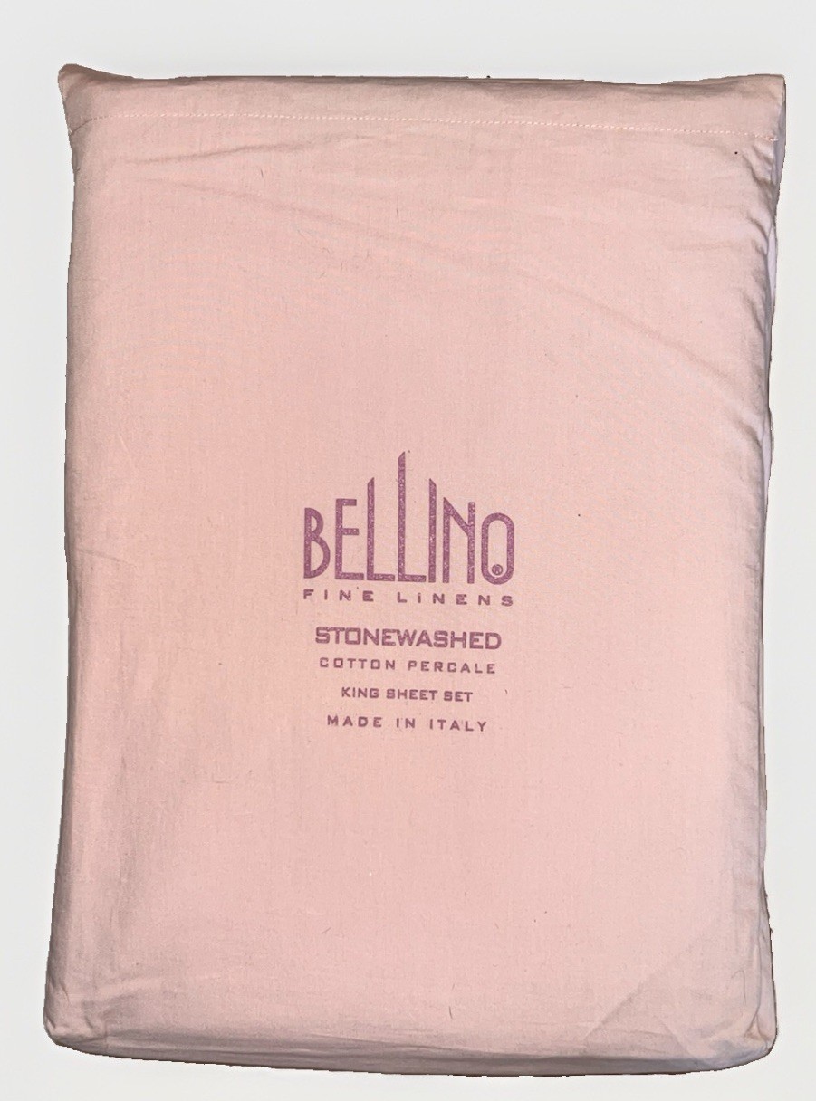 Bellino Fine Linens Made in Italy Stonewashed KING Sheet Set Blush Pink