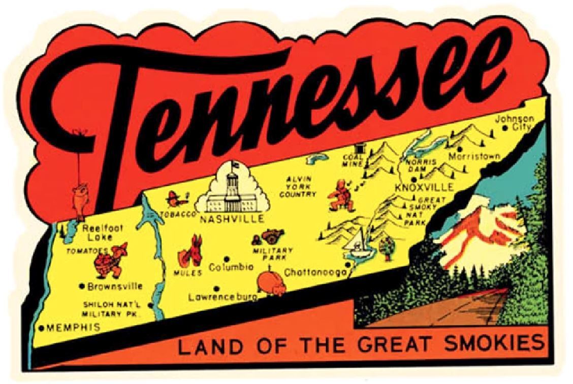 Vintage Look Tennessee Sticker Decal R7294 Vintage Look Tennessee Sticker Decal R7294