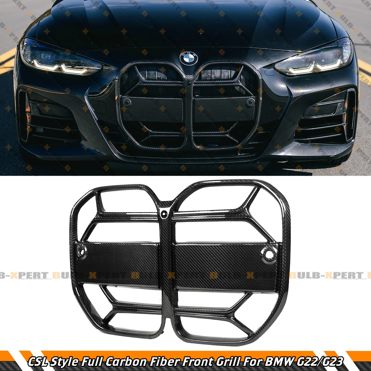 For 2021-26 BMW G22 G23 430i M440i CSL Style Full Carbon Fiber Nose Grill Grille