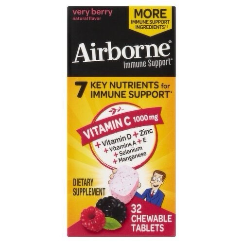 AIRBORNE 1000MG IMMUNE SUPPORT VERY BERRY CHEWABLE 32 CT NEW IN BOX