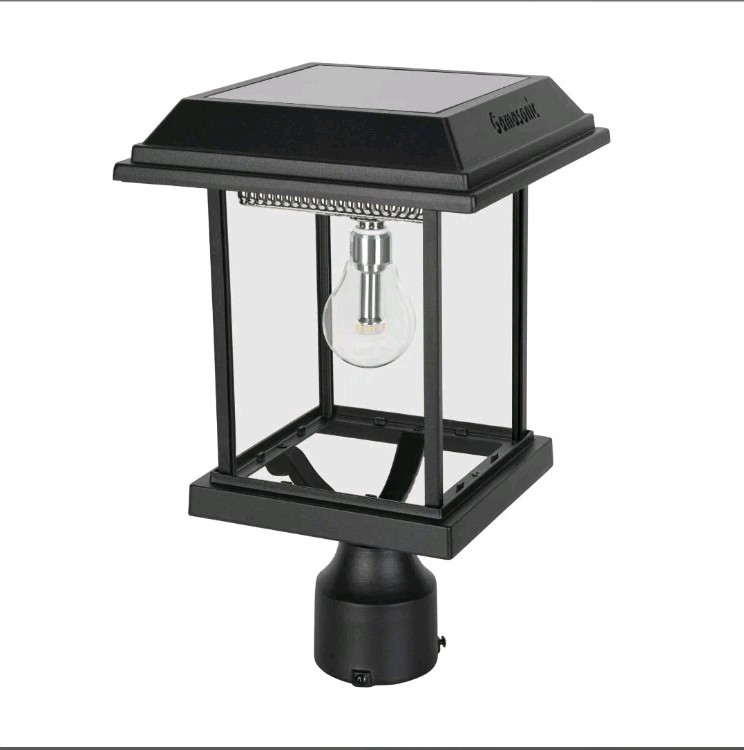 Gama Sonic Aspen Solar Lamp Post Light Outdoor Waterproof, Black Aluminum with Gama Sonic Aspen Solar Lamp Post Light Outdoor Waterproof, Black Aluminum with