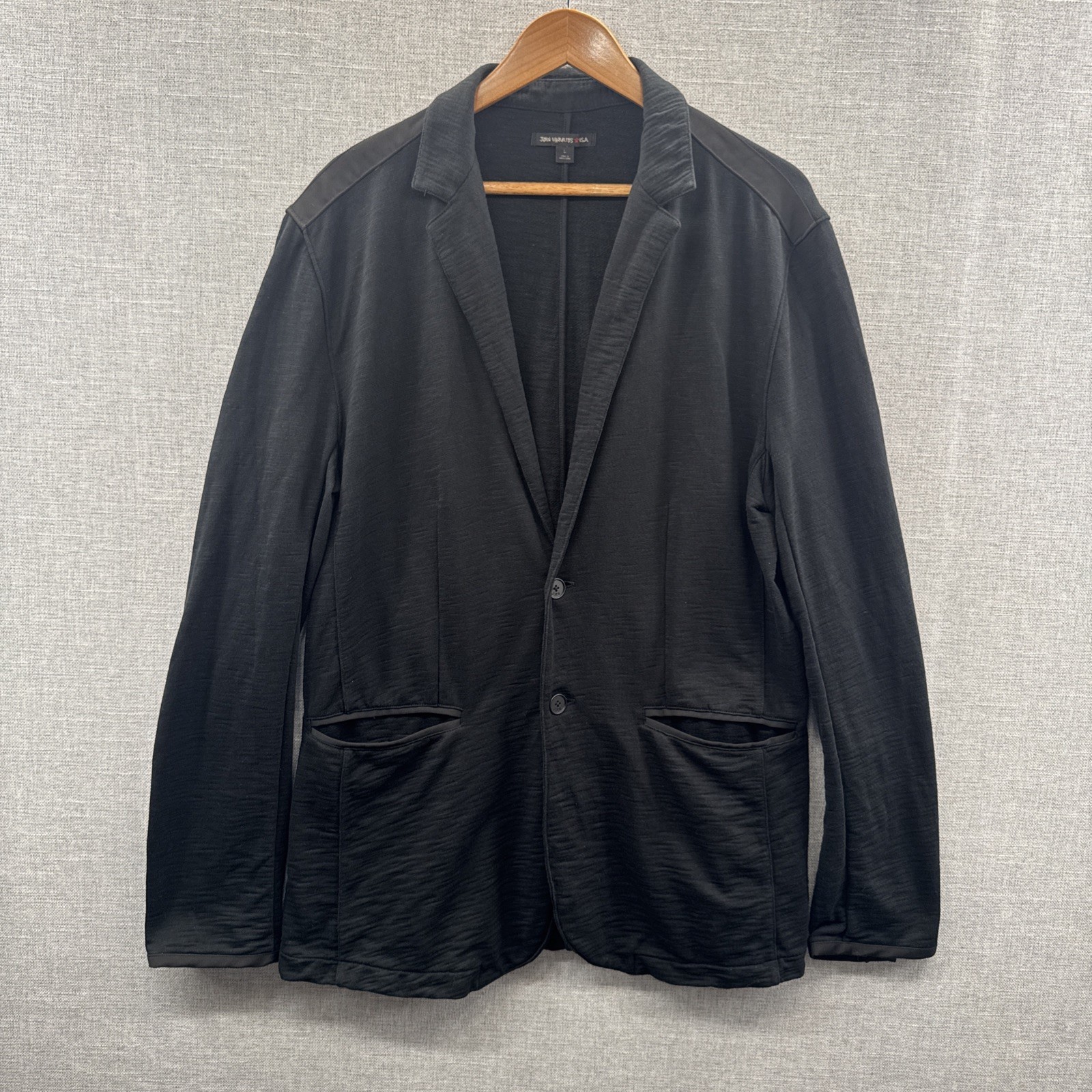 John Varvatos French Terry Jacket Mens Large Black Minimalist Grunge Blazer