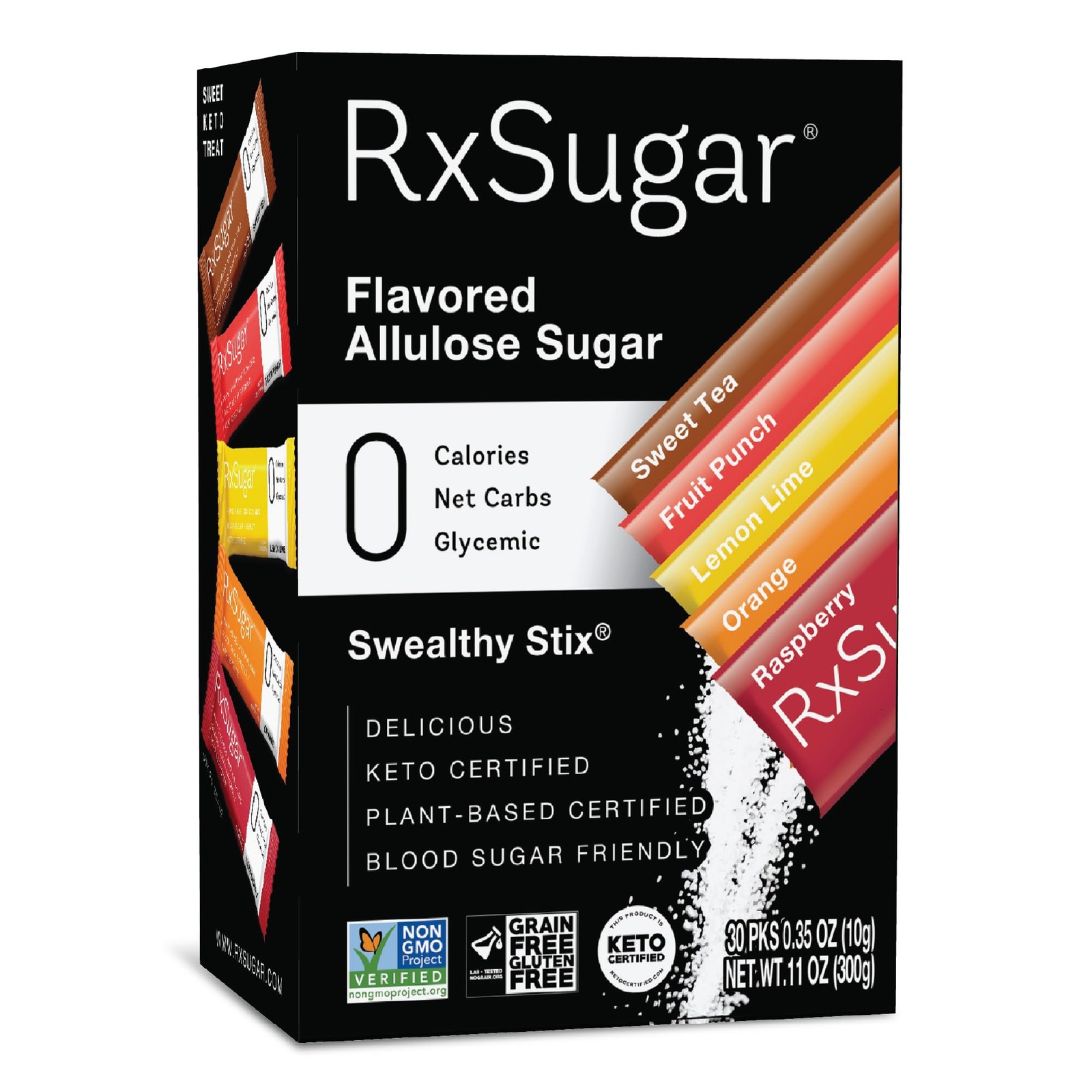 RxSugar Swealthy Stix | 30 Zero Sugar Candy Sticks Packs | Allulose sweetener...