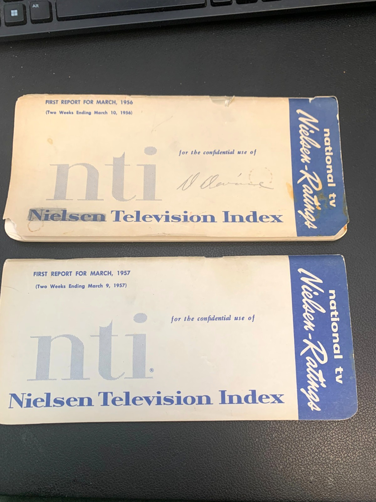 Vintage 1956-57 Nielsen (NTI) Bi-Weekly Television \