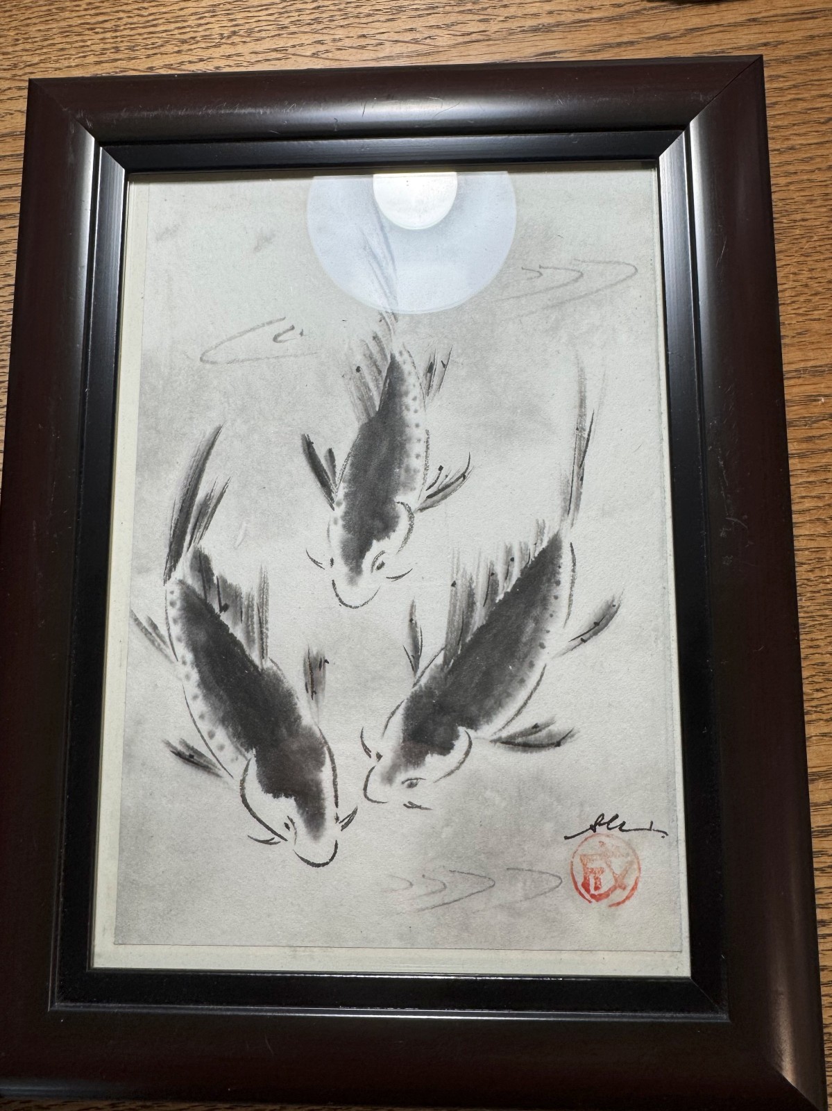 Original Framed Sumi-e Black Ink Wash Paintings on Paper. Signature & Red Seal Original Framed Sumi-e Black Ink Wash Paintings on Paper. Signature & Red Seal