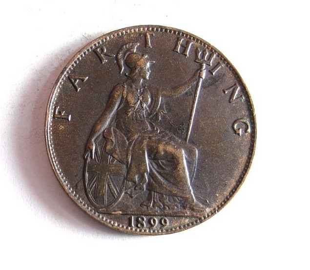 1899 GREAT BRITAIN FARTHING - Excellent Coin -  - Farthing Bin #3