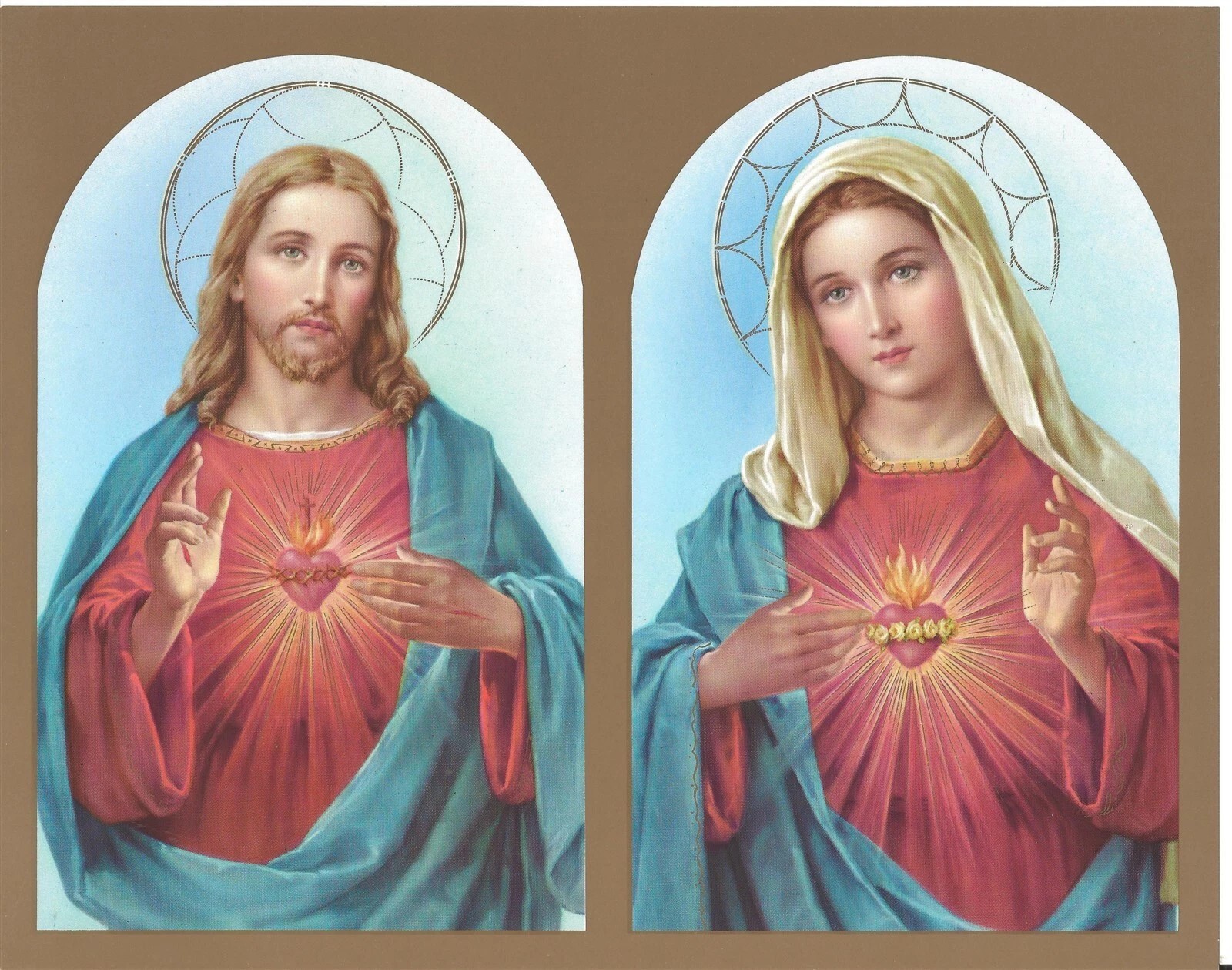 Catholic Print Picture SACRED HEART of JESUS + IMMACULATE HEART of MARY Print